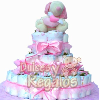 Torta de Pañales Niña | Regalos para Recien Nacidos | Torta de Pañales - Cod:BBS10