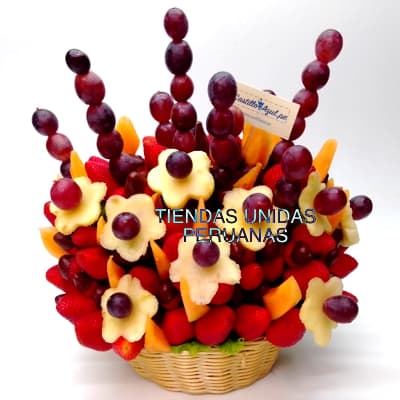 Arreglos Frutales Delivery | Frutero con Fruta y Chocolate en Cesta - Cod:FCF05