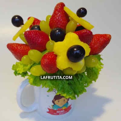 Frutero con Frutas en Taza | Dulce Jardín | Arreglos frutales - Cod:QFE06