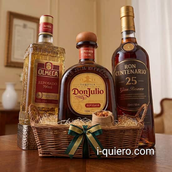Pack gourmet con tequila Olmeca, Don Julio y ron Centenario - Cod:ANN22