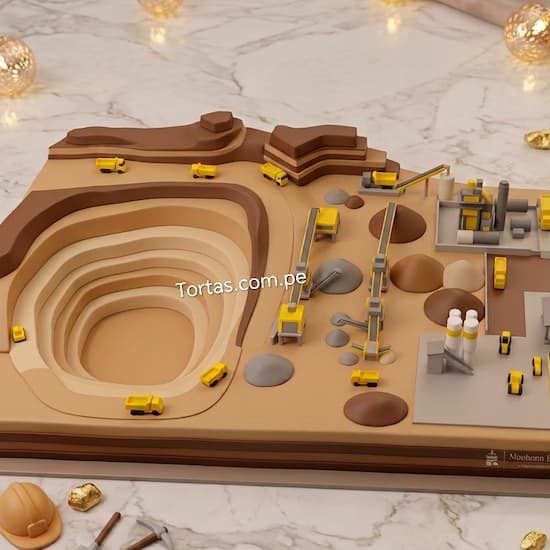 Torta temática de minería e ingeniería con diseño creativo Lima - Cod:ARQ28