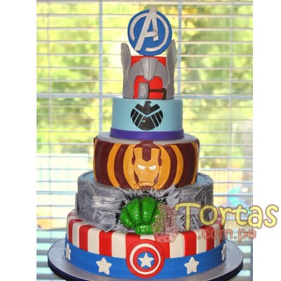 Pastel Avengers de 5 pisos a domicilio Perú - Cod:AVC09