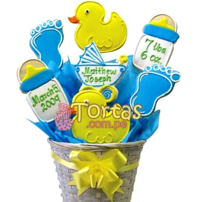 Galletas Decoradas Perú | Galletas Decoradas para Bebe Hombre - Cod:BBG03