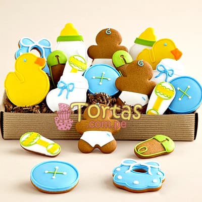 Galletas Decoradas Lima | Galletas Decoradas para Bebe Varon - Cod:BBG05