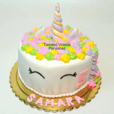 Torta de Unicornio con Crema | Torta Unicornio en glase - Cod:COR11