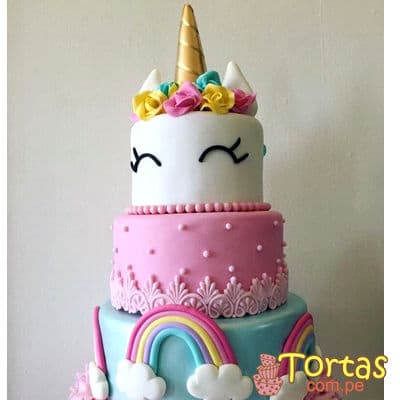 Torta de Unicornio con Crema y Pastel Unicornio Delivery Lima - Cod:COR13