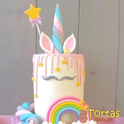 Torta de Unicornio con Crema | Torta Unicornio con efecto Drip - Cod:COR14