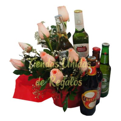 Delivery de Licores | Delivery cerveza | Arreglos de Flores con Cerveza - Cod:DBA08