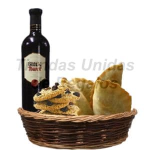 Cesta Gourmet con Vino y merienda a domiciio - Cod:DJK08