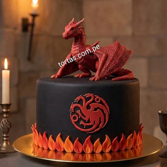 Torta Targaryen con dragón delivery Lima diseño temático épico - Cod:DPT11