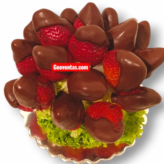 Frutero con Fresas Organicas y chocolate Bitter