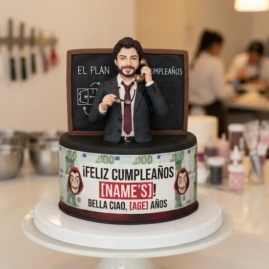 Torta con Muñeco 3D Personalizado La Casa de Papel en Lima - Cod:ENP01