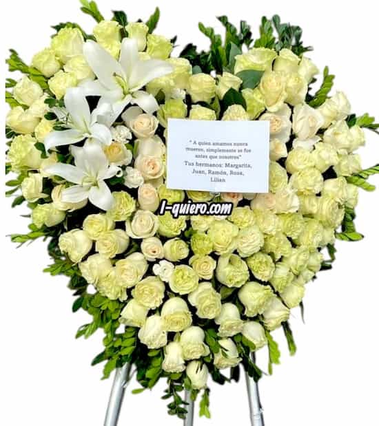 Corona Funebre en forma de Corazon Velorios Flores - Cod:FNB32