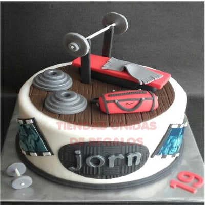 torta deportes | torta gimnasio | torta hombre con pesas | Torta Banco Musculacion - Cod:GMS05