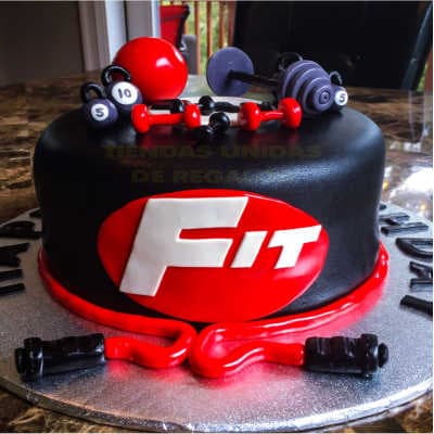 Torta deportes | torta gimnasio | torta hombre con pesas | Torta Pesas Gimnasio - Cod:GMS06