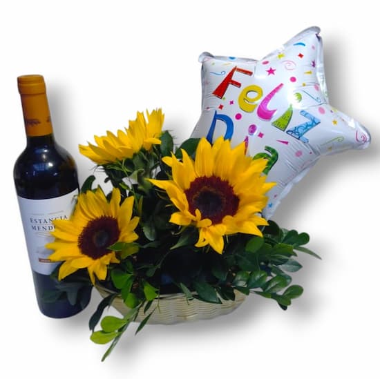Vino con Girasoles Regalos a domicilio Delivery Lima - Cod:LVN12