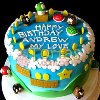 Torta tematica Mario Bros - Tortas Mario Bros - Cod:MBK05