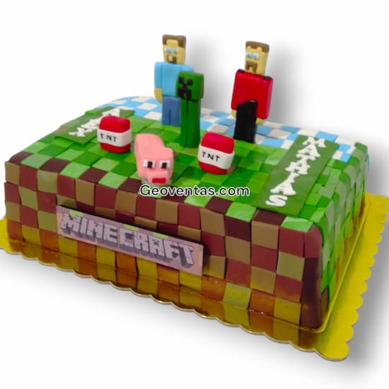 Torta Minecraft TNT delivey lima - Cod:MCT11