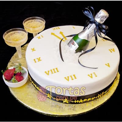 Pastel con Tema de Año nuevo | Pastel año nuevo | Tarta de año nuevo - Cod:NYR10