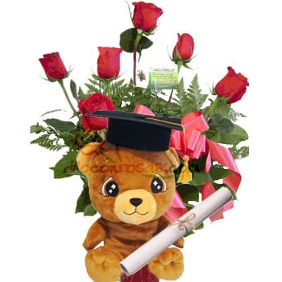 Osito Graduado | Rosas para Graduacion | Arreglos de Graduacion - Cod:OFX11