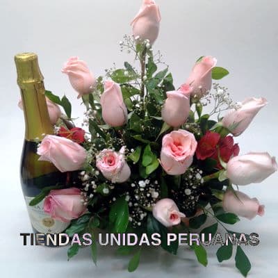 Champagne - Espumante con Arreglo de Rosas Delivery Cerca de mi - Cod:OFX17