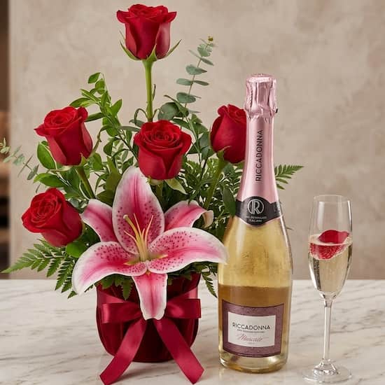 Arreglo de rosas con espumante Ricadonna delivery Lima elegante - Cod:OTR14