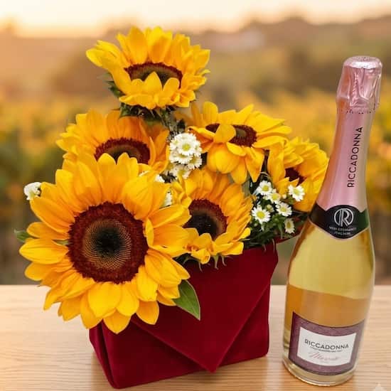 Arreglo de girasoles con espumante Ricadonna delivery Lima - Cod:OTR17