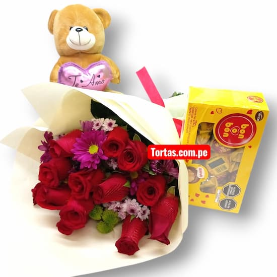 Ramo de Rosas con Peluche – Envío Lima Delivery - Cod:PLH18