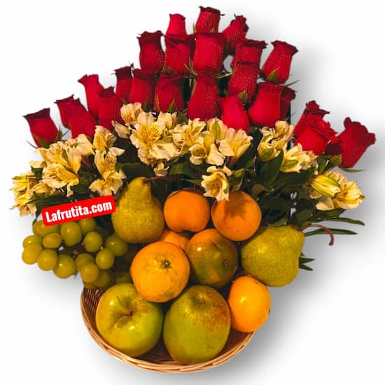 Arreglo de frutas con rosas importadas Lima - Cod:QFA13
