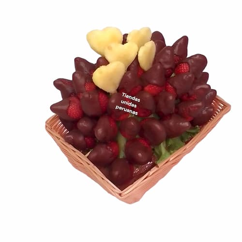 Cesta de Fresas con Chocolate - Regalos Saludables delivery lima - Cod:QFP03