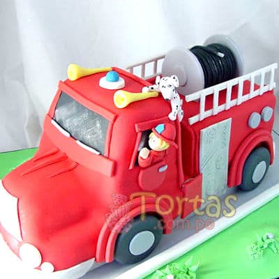 Pastel con tema bomberos y Tortas Personalizadas Lima Delivery  - Cod:TMB06