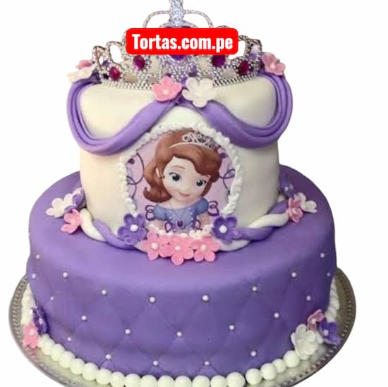 Pastel Tematico Princesa Sofia y corona - Cod:TS01