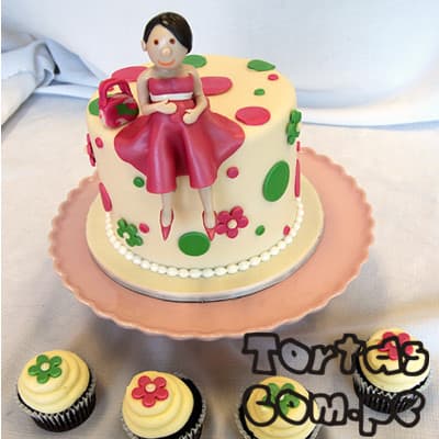 Torta Mamá enbarazada 06 | Torta para un Baby Shower | Torta Panza de embarazada