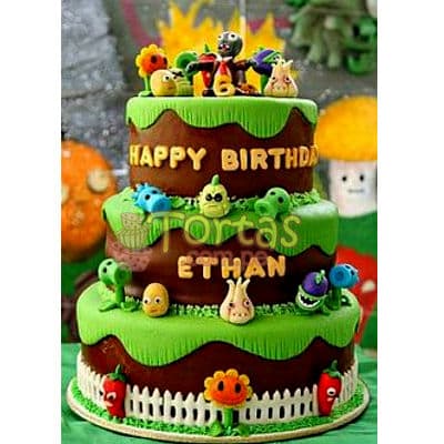 Torta de Zombies vs Plants tres pisos | Plants vs Zombies cake | Tortas de Zombies | Tortas plantas - Cod:ZVP07